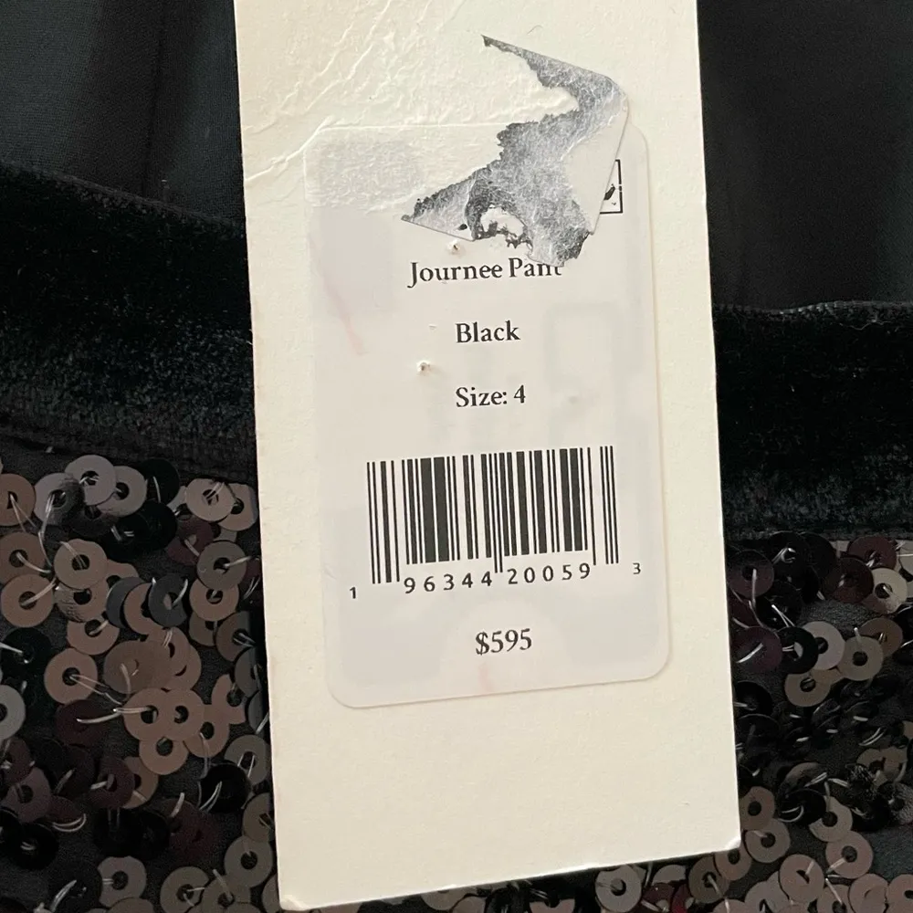 LoveShackFancy Journee Velvet-trimmed Sequined Crepe Straight-leg Pants Sz 4 - Image 5