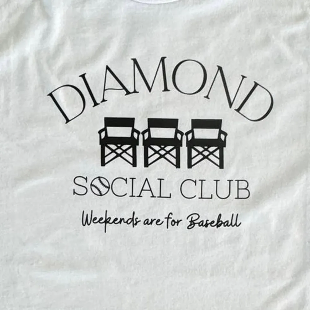 Diamond Baseball Social Club Small Women's White T-Shirt Short Sleeve - Image 3