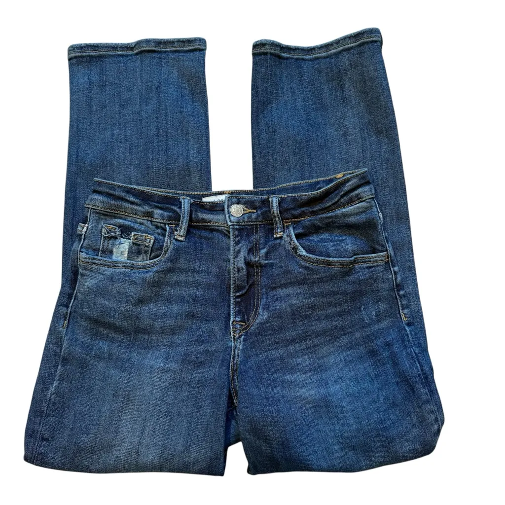 Lovervet Vintage High Rise Stretch Crop Distressed Straight Jean, Sz 27/5 Blue - Image 9