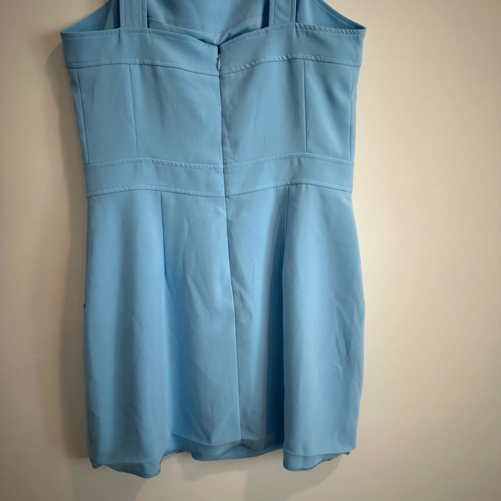 Amanda Uprichard Ace Mini Dress Pacific Blue Women's Large Pockets Sleeveless - Image 7