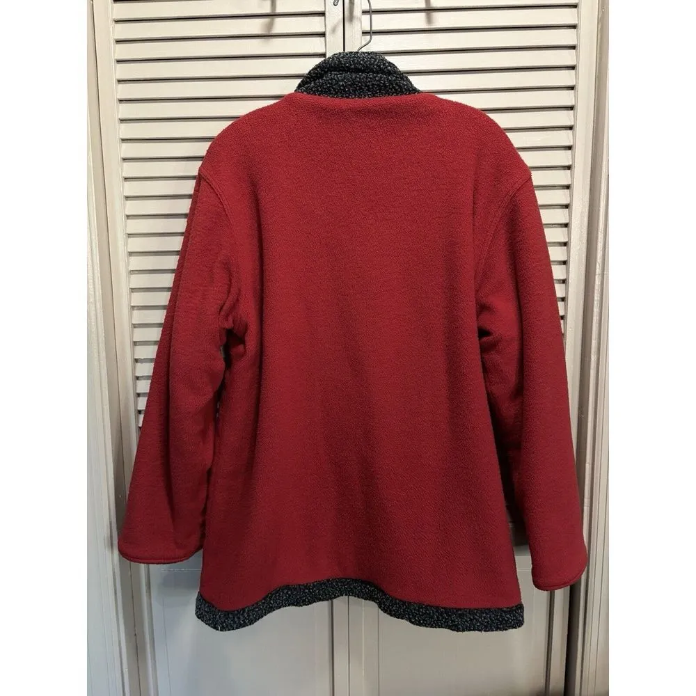 Sherpa Fleece Red/Gray Zip Up Jacket Collar Pockets No Tag Size See Measurements Gray - Image 4