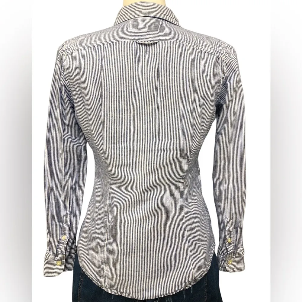 Banana Republic Striped Button Down Linen/Cotton Shirt - Image 4