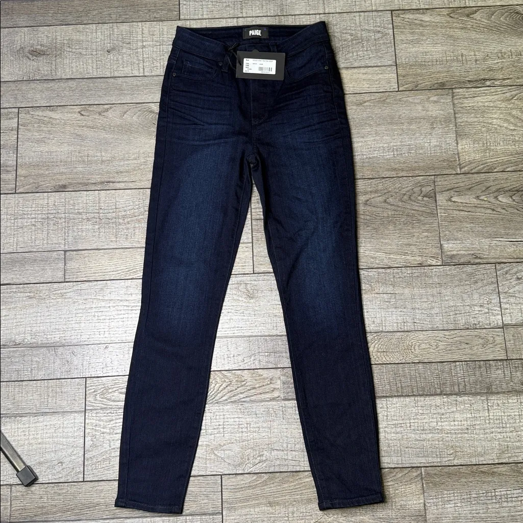 PAIGE Hoxton Crop High Rise Ultra Skinny Indigo Denim Jeans - Image 2