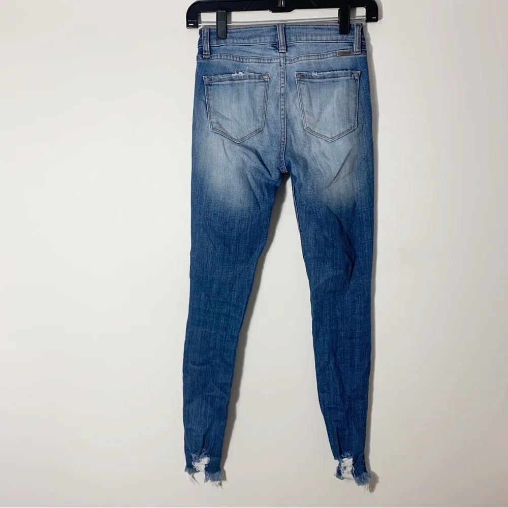 Kancan Skinny Distressed Frayed Hem Jeans Sz 0/23 Blue - Image 7