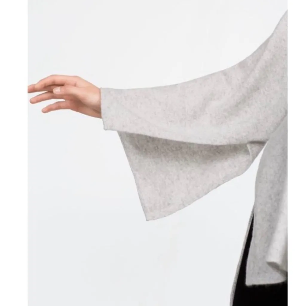 Zara Wool Cashmere Slouchy Coastal Boho Preppy Fisherman Kimono Sleeve Sweater M - Image 3