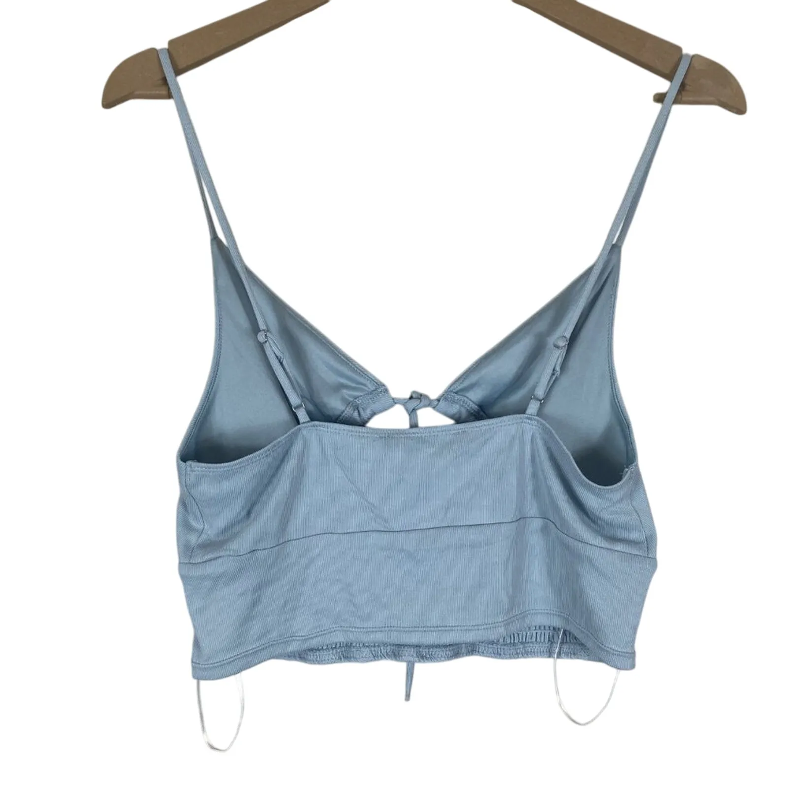 NWT Papaya Light Pastel Blue Smocked Back Crop Top Womens L Smocked Coquette - Image 3