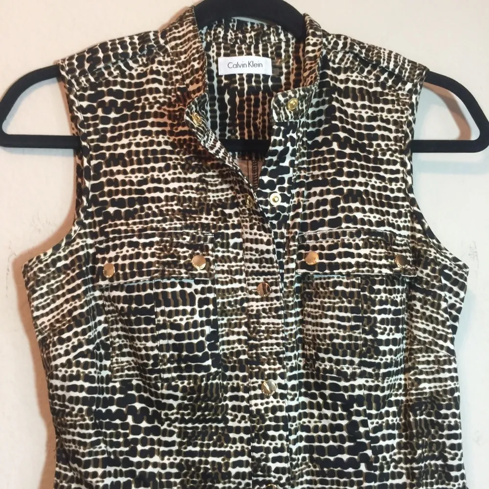 Calvin Klein Animal Safari Print Tie Shirt Dress - Image 4