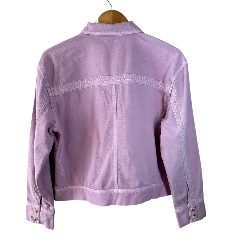 Sundance Lilac Utility Jacket with Embroidered Trim Size Large Lightweight - Image 4