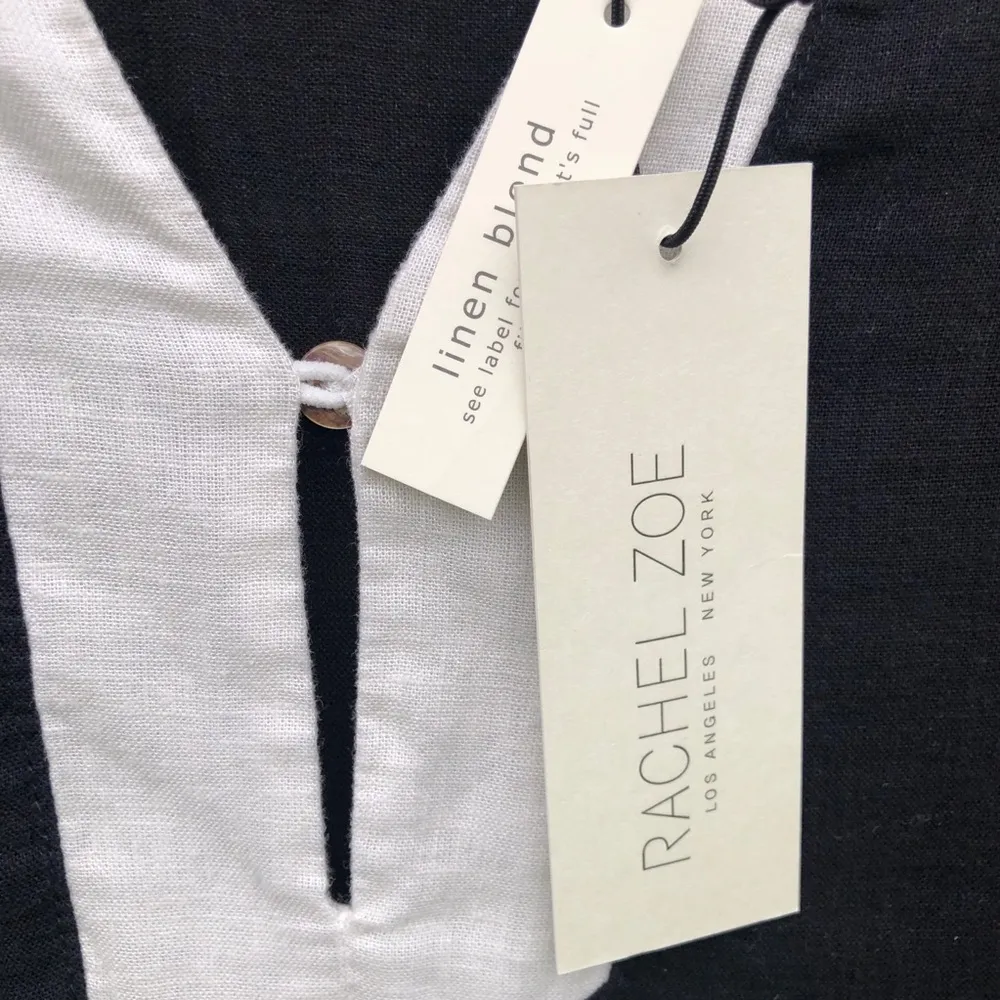 Cynthia Rowley Black White Linen Blend Beach Swim Coverup M - Image 7