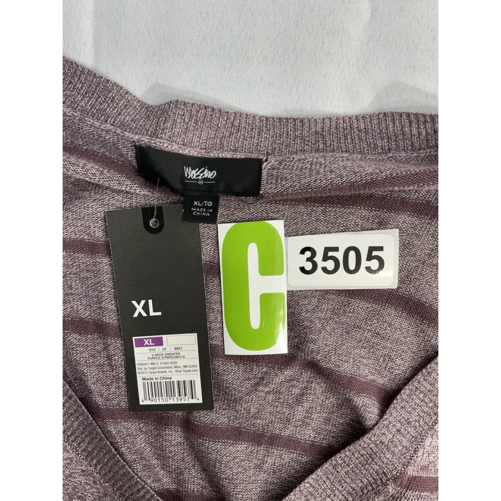 Womans Mossimo XL Purple Stripe V Neck Pullover Sweater - Image 3