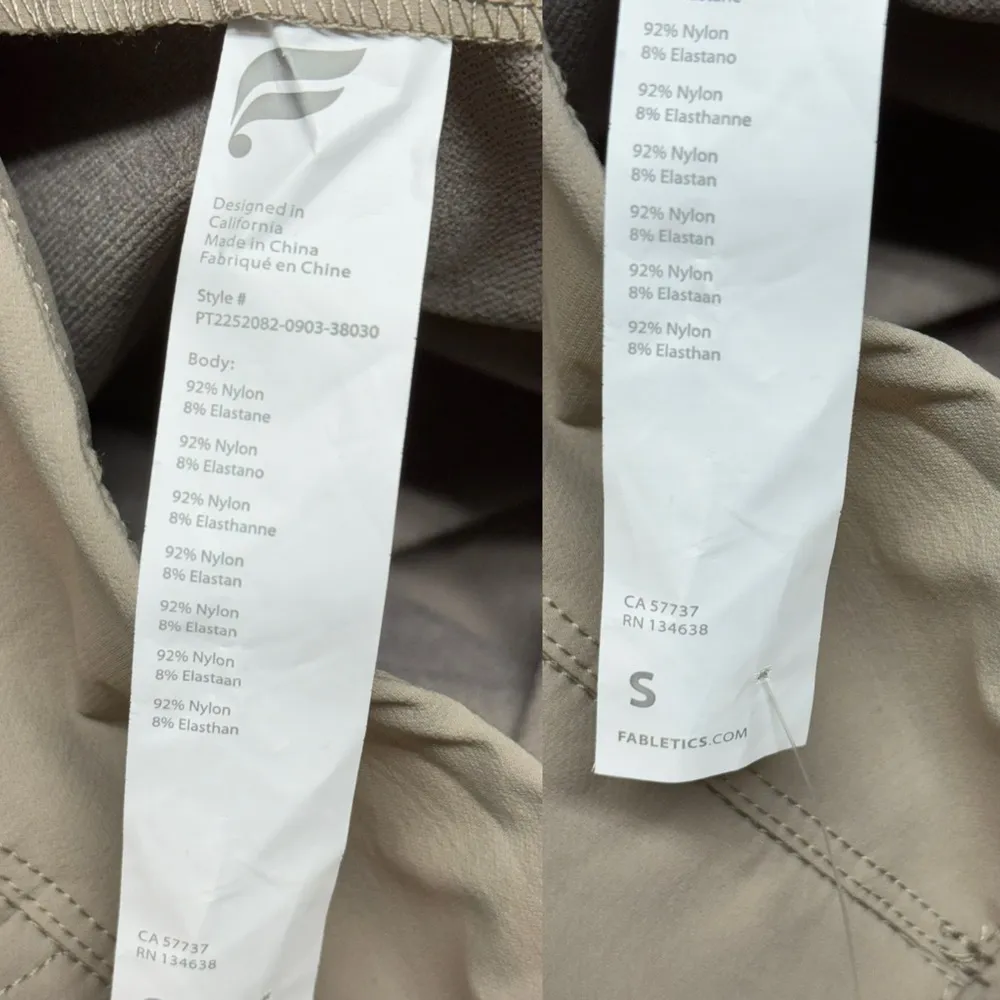 NEW FABLETICS Hybrid Cargo Pants Women's Small Smoke Tan Nylon Pockets Leggings - Image 14