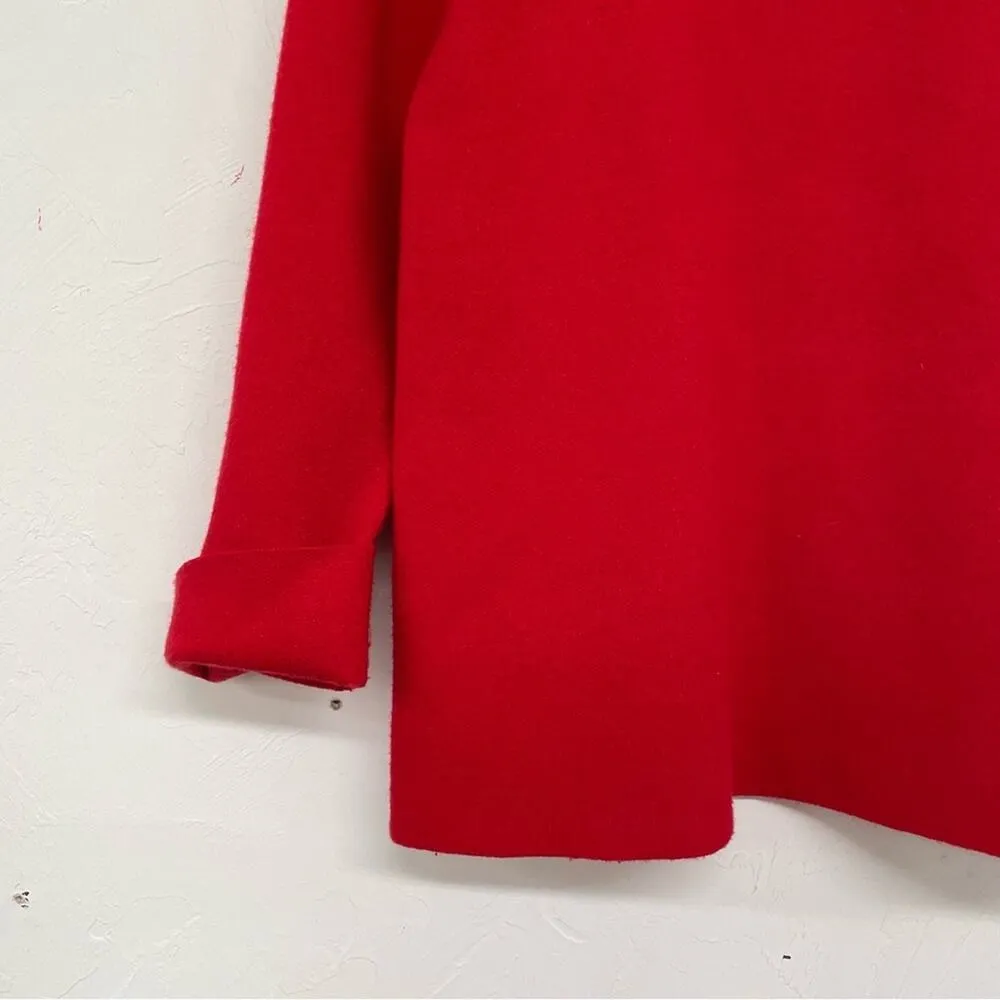 Tahari Red Long Sleeve Zip Up Back Blouse Womens M Preppy Classic Holiday Shirt - Image 2