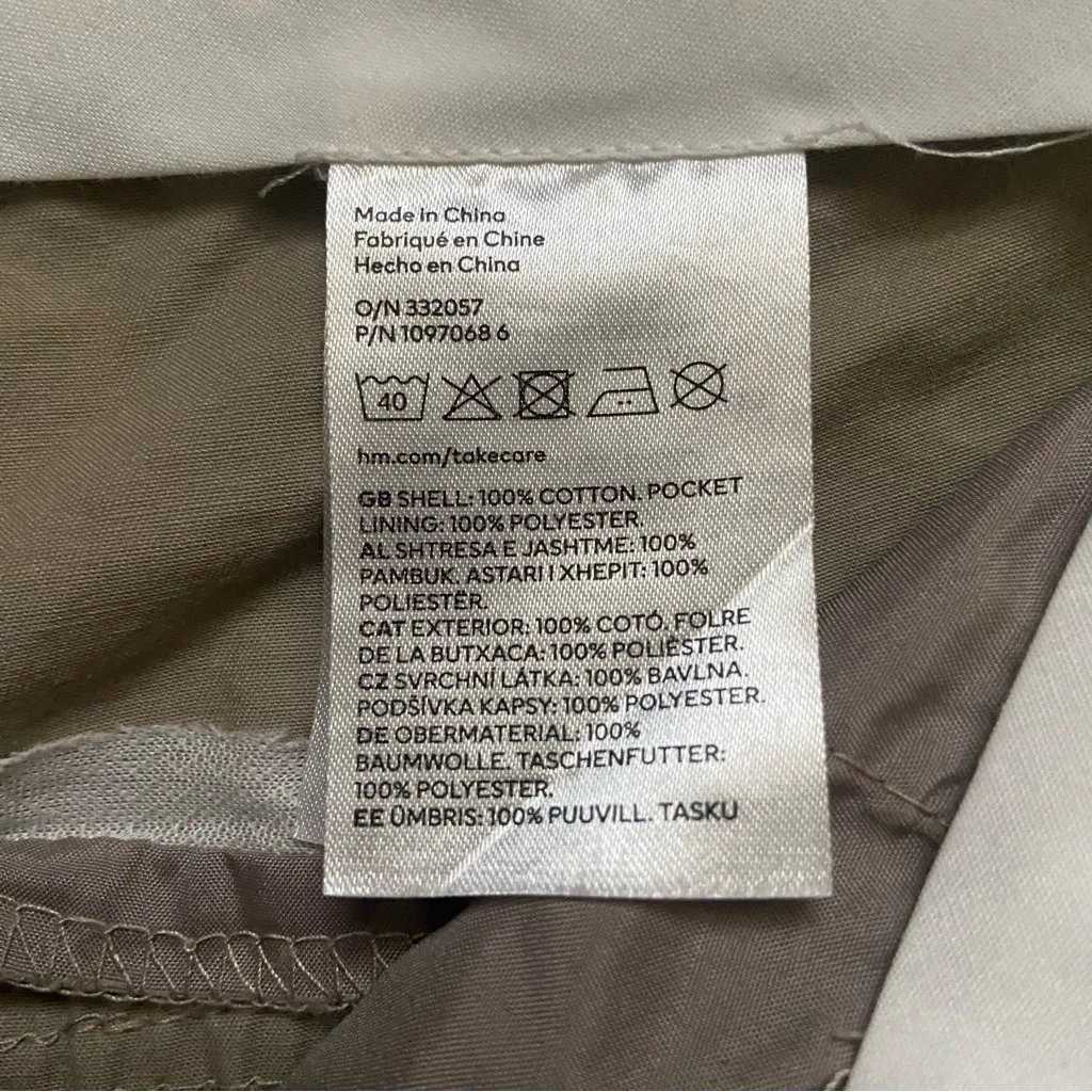 H&M Wide Leg Tan Khaki Pleated Cotton Pants - 4 - Image 5