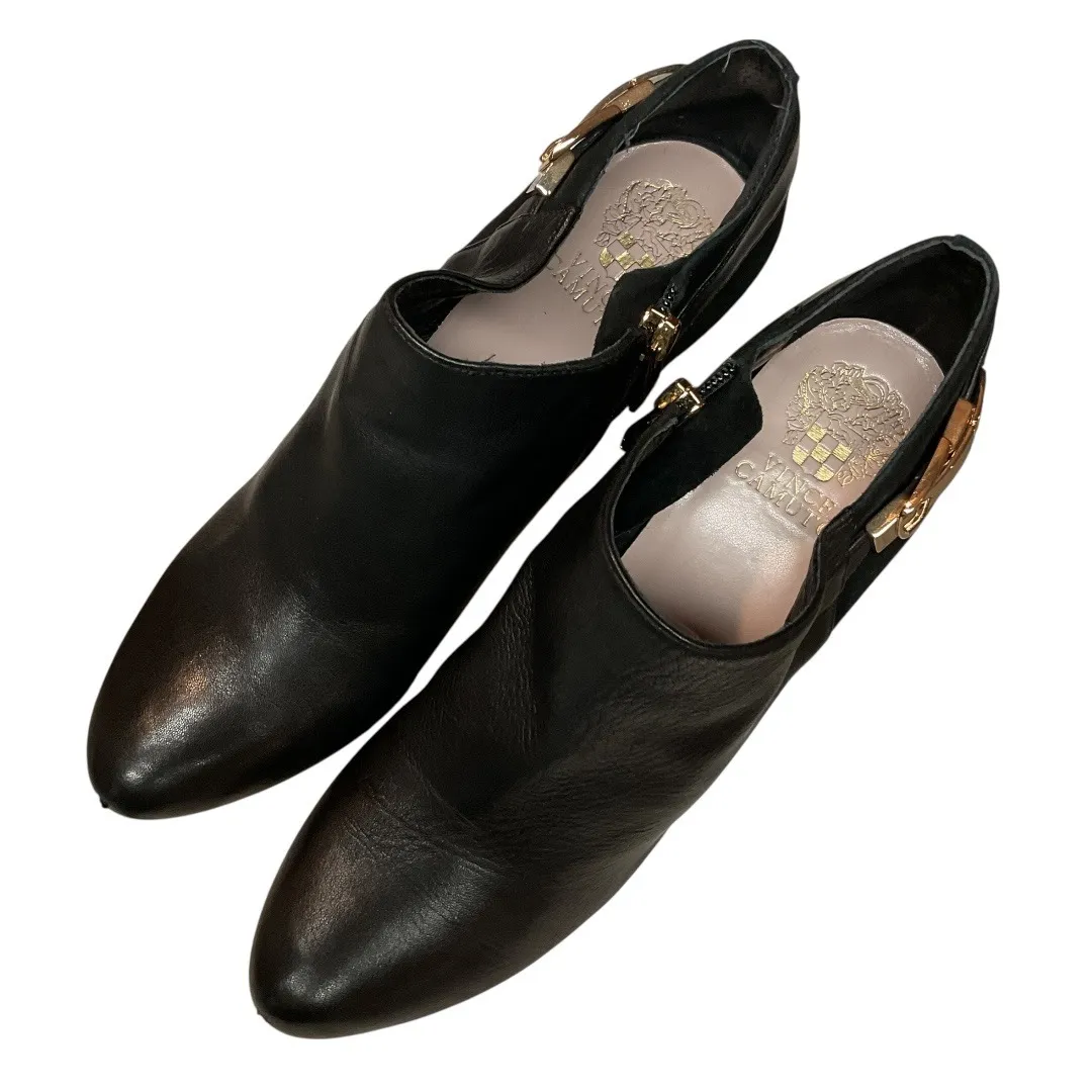 Vince Camuto Women's Black Leather Velino Almond Toe Side Zipper Booties Sz 9.5‎ - Image 3