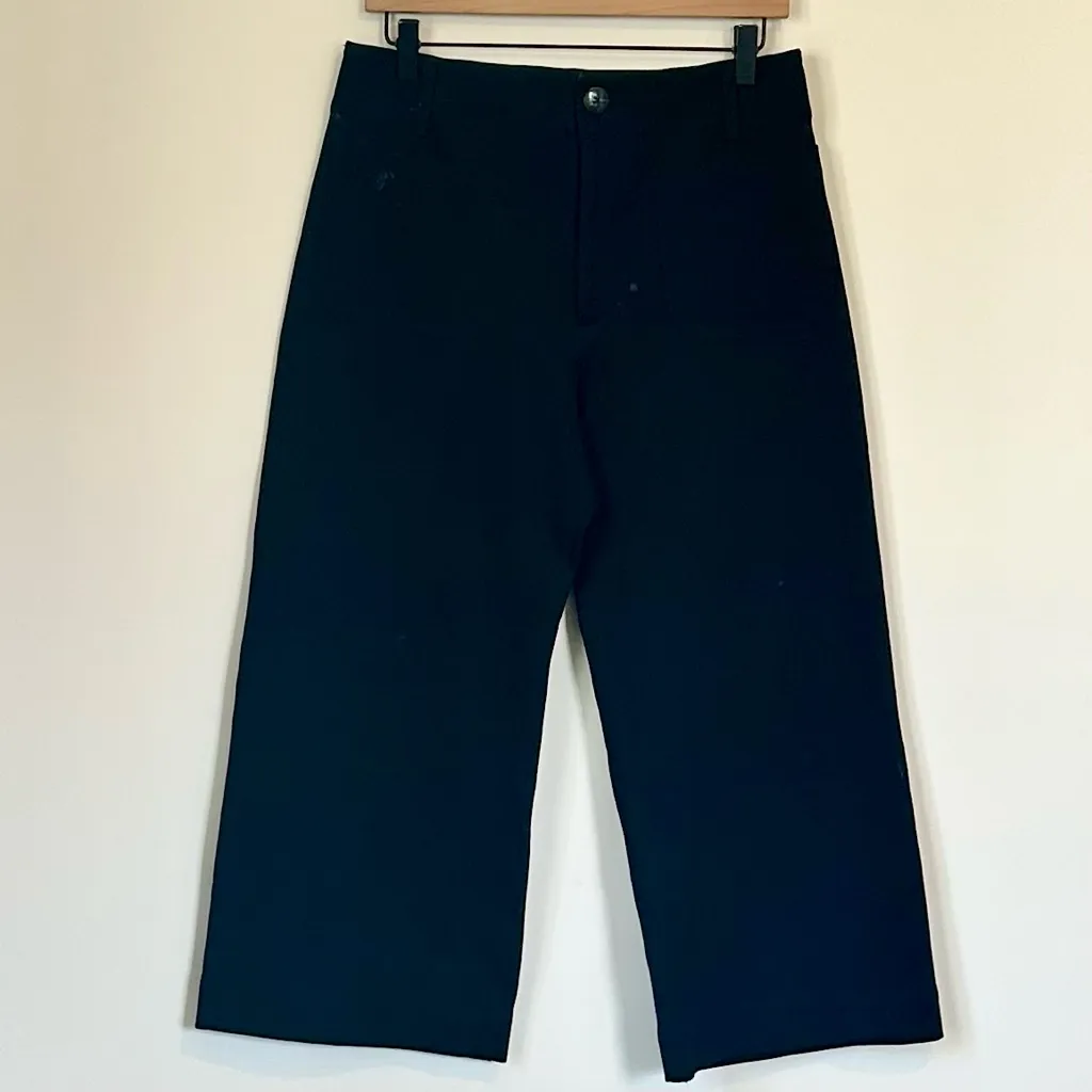 Maeve by Anthropologie Black The Colette Ponte Crop Wide-Leg Pants - Size 30P - Image 2