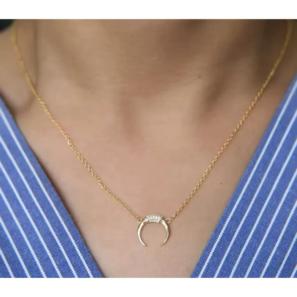 NEW Women's Gold-Plated Crescent Moon Horn‎ Necklace Size 16 + 2” - Image 12