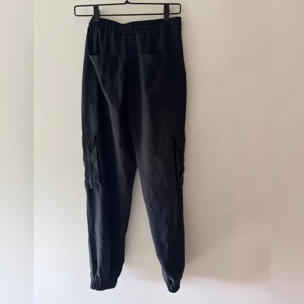 Zara Black Stretchy Elastic Waist Cargo Jogger Pants With Pockets - Image 7