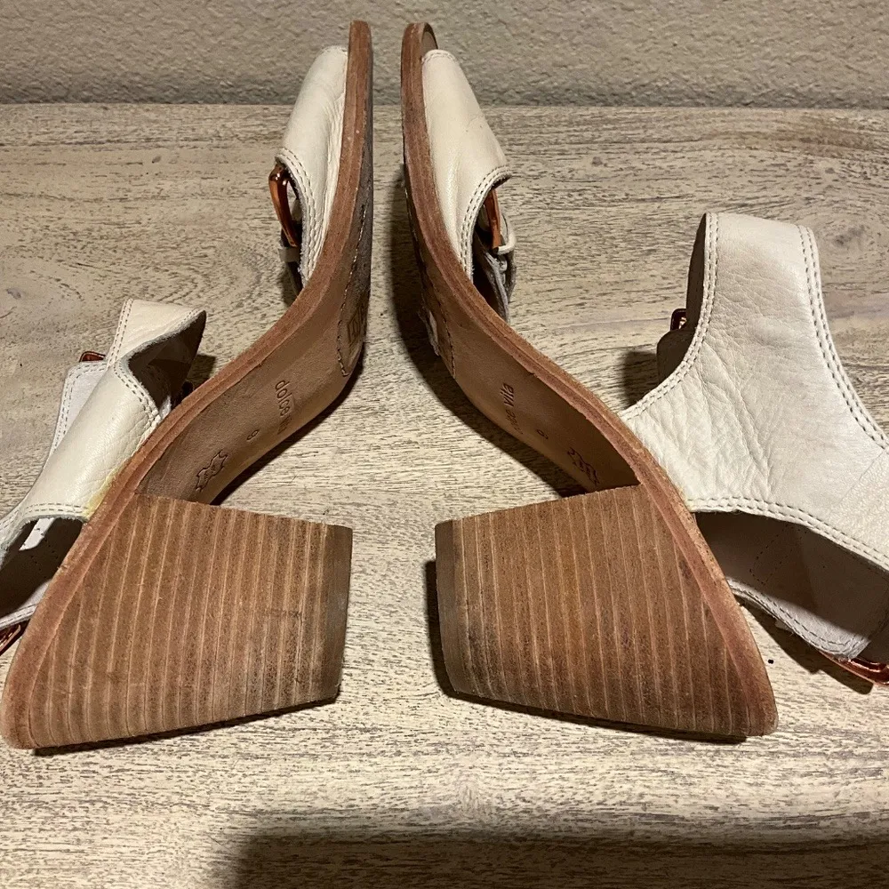 Dolce Vita DV Kanna Ankle Strap Sandals Ivory Leather Size 9 - Copper Buckles - Image 5