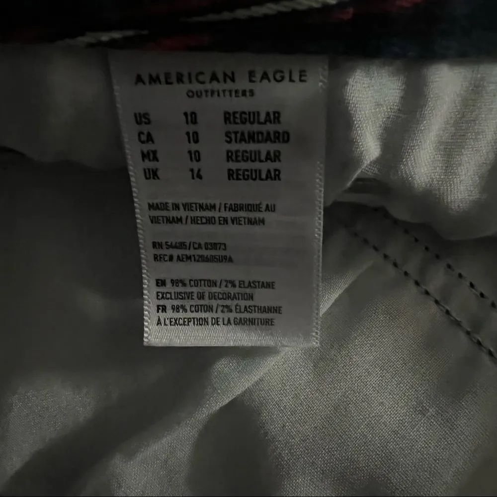 American Eagle Super Stretch Hi-Rise Mini Red & White Striped Denim Skirt 10 Reg - Image 5