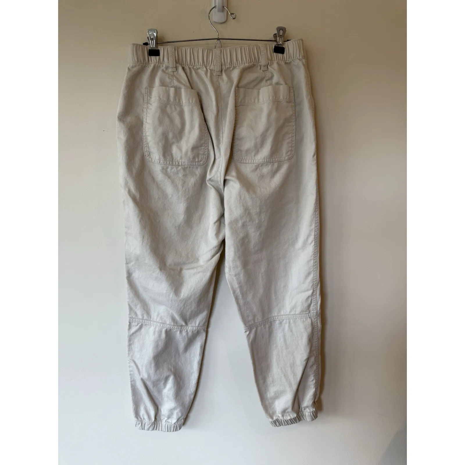 GAP Girlfriend Jogger Pants Tapered Elastic Zip Ankle Khaki 12 Streetwear - Image 2