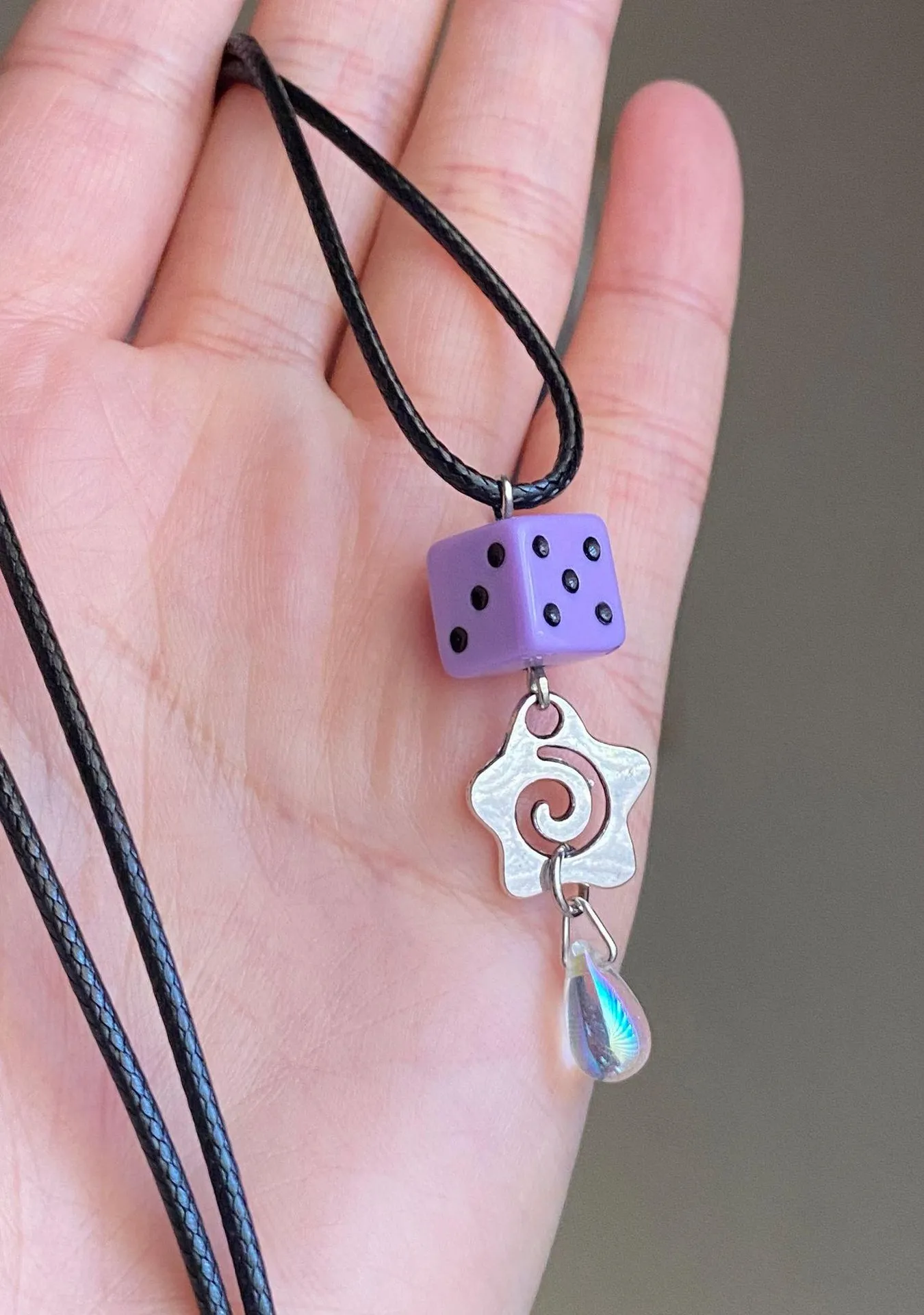 grunge y2k cyber cute star swirl & dice necklace💫🌀🎲 - Image 4