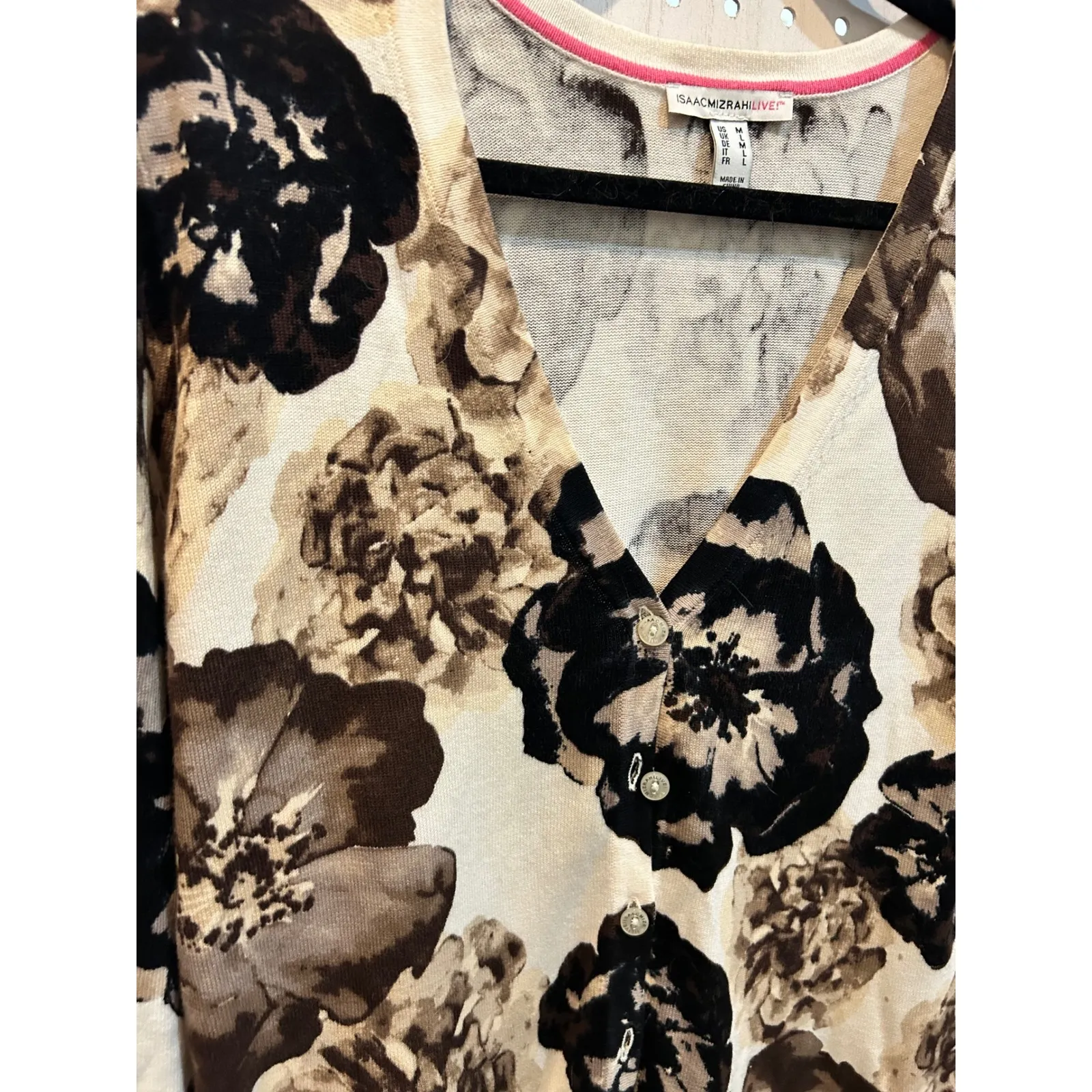 Isaac Mizrahi LIVE! Floral Print Knit Button Front Cardigan Womens - Image 2