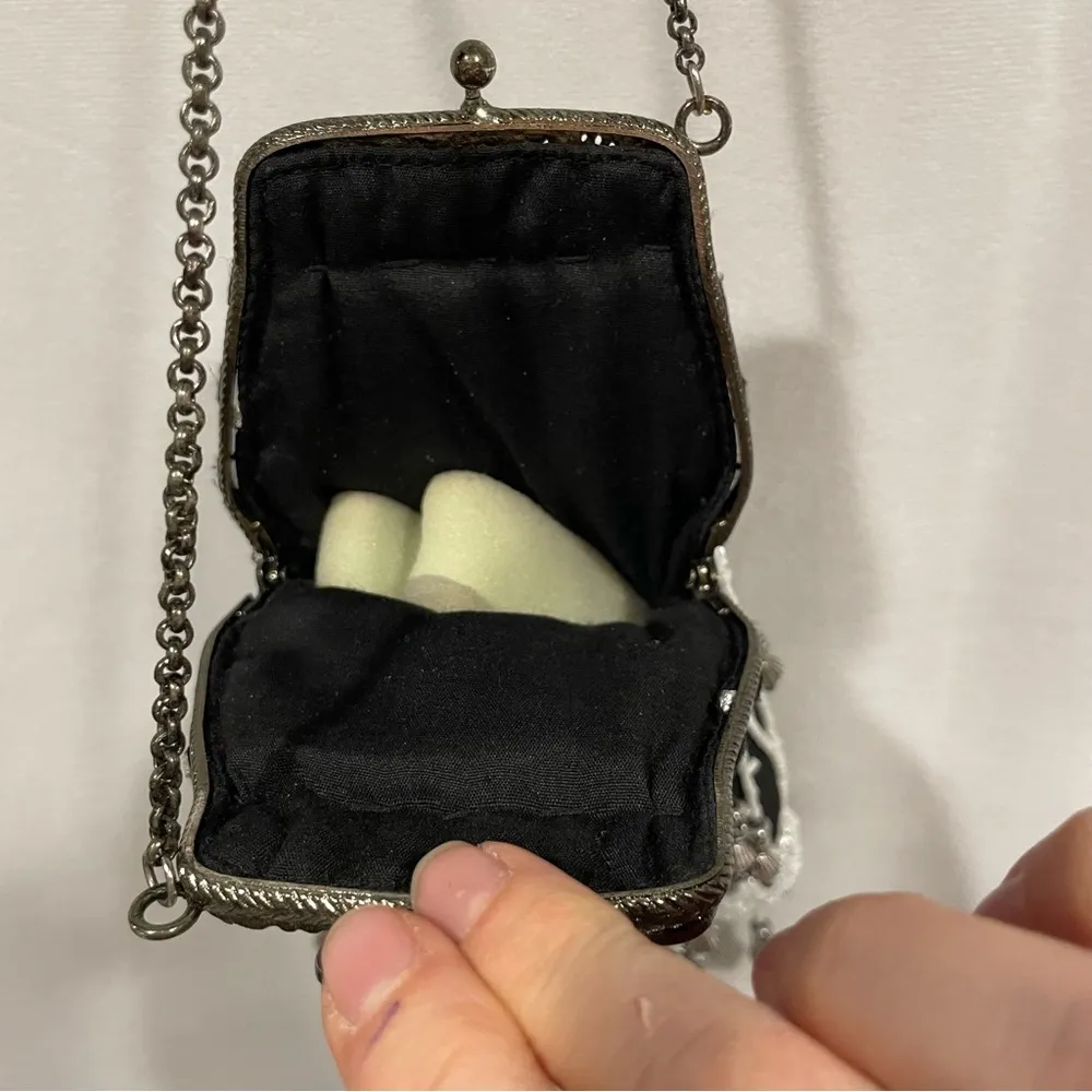 Stunning beaded teardrop bag tassels jewels fancy antique vintage Black - Image 3