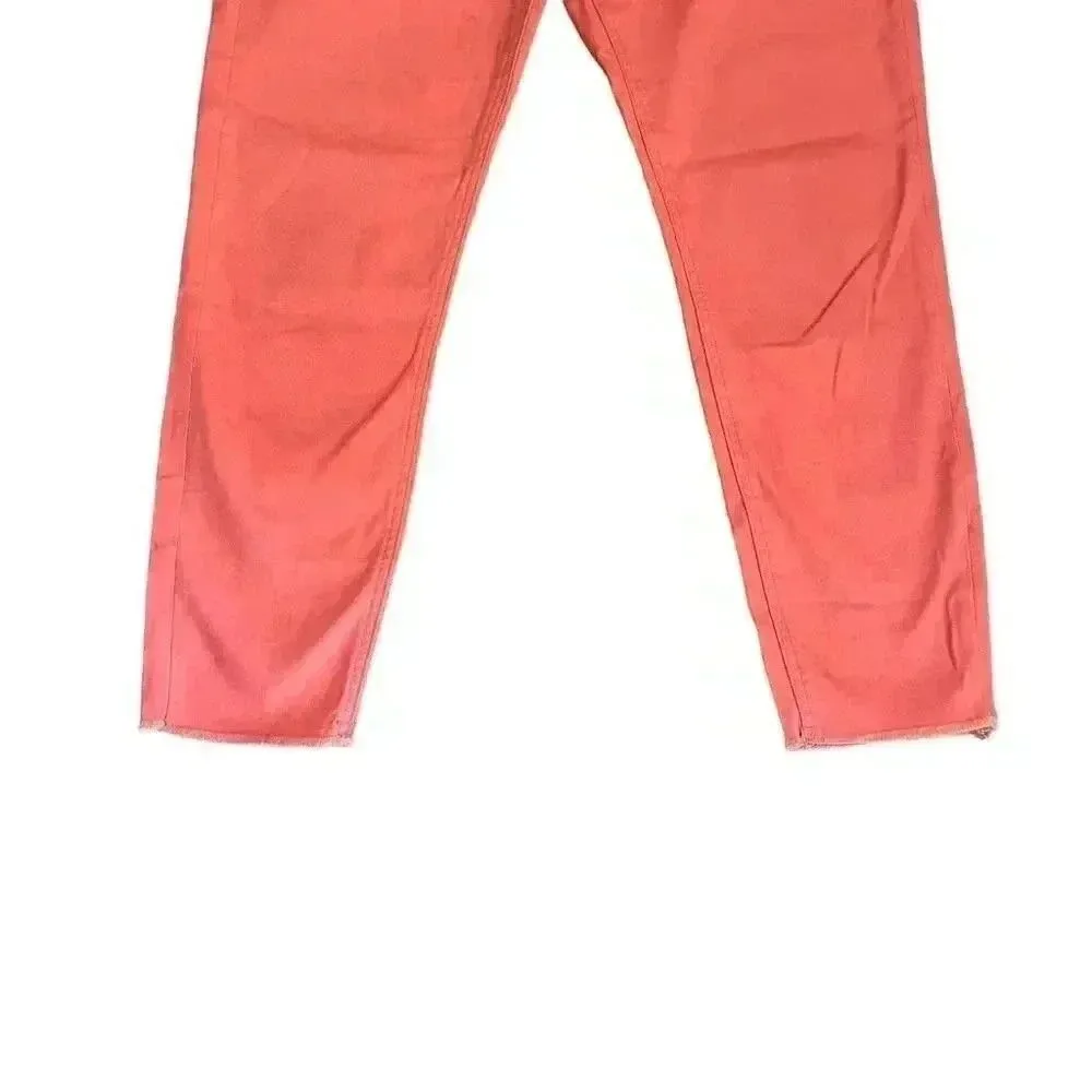 Nanette Hamilton Skinny Coral Cotton Blend Mid Rise Raw Hem Womens’ Jeans SZ 10 Pink - Image 3