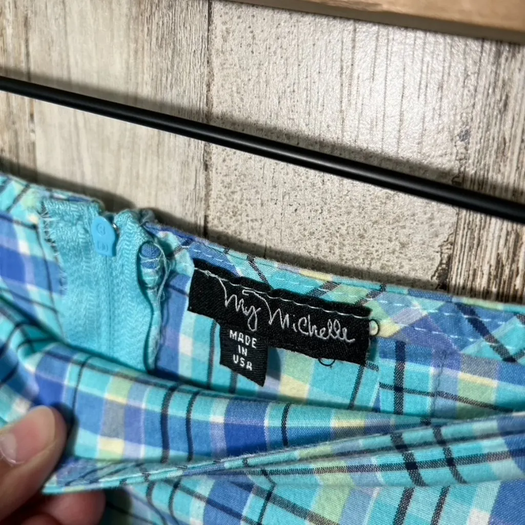 Vintage Y2K My Michelle‎ Plaid Blue Mini Micro Skirt Academia Womens Size Small - Image 3