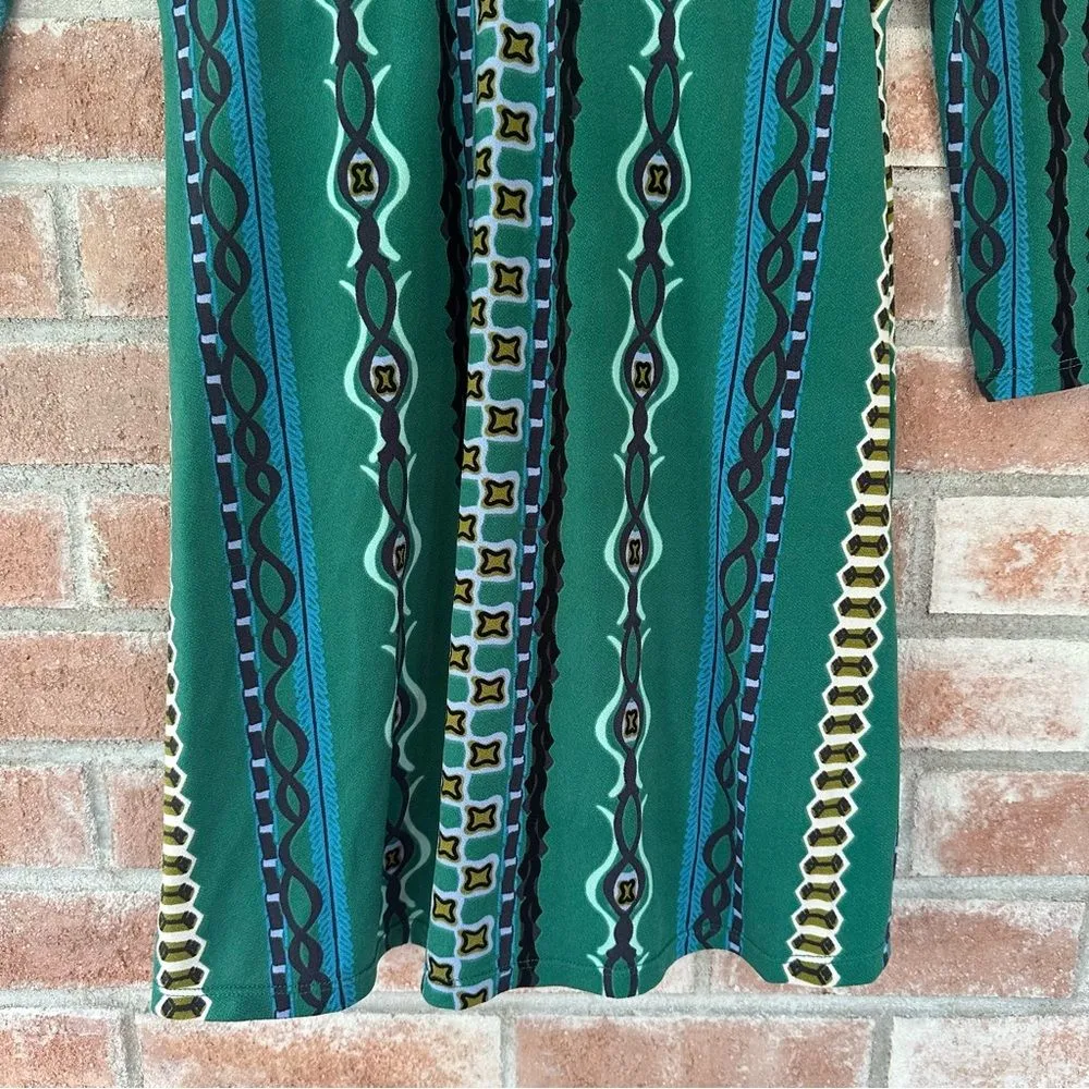 Free People Stella Tribal Mini Dress Long Sleeve High Neck Women’s Small Green - Image 9