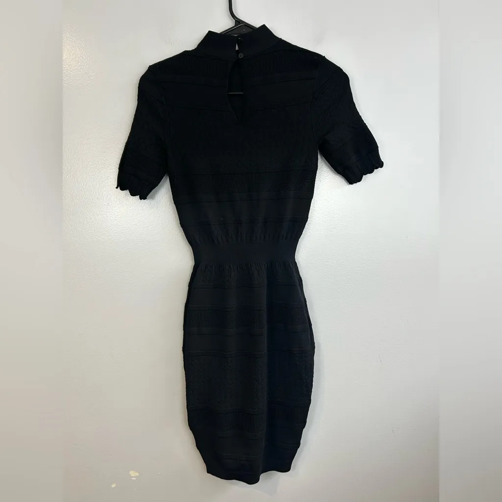 Zara Knit Black Short Sleeve Mock Neck Bodycon Sheath Mini Dress Size Small - Image 10