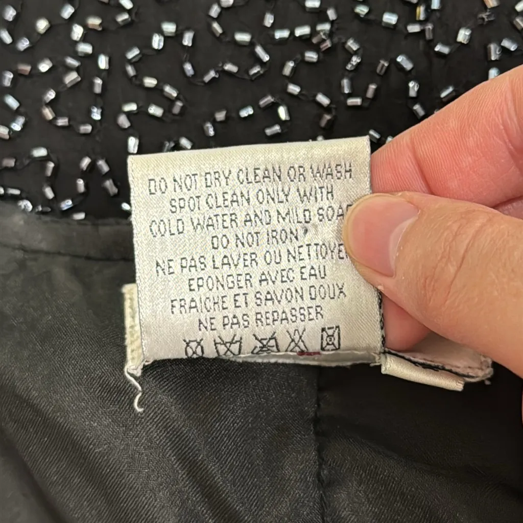 Pappell Boutique Evening Vintage Black Sequin Beaded Sheer Bell Sleeve Blouse 1X - Image 12