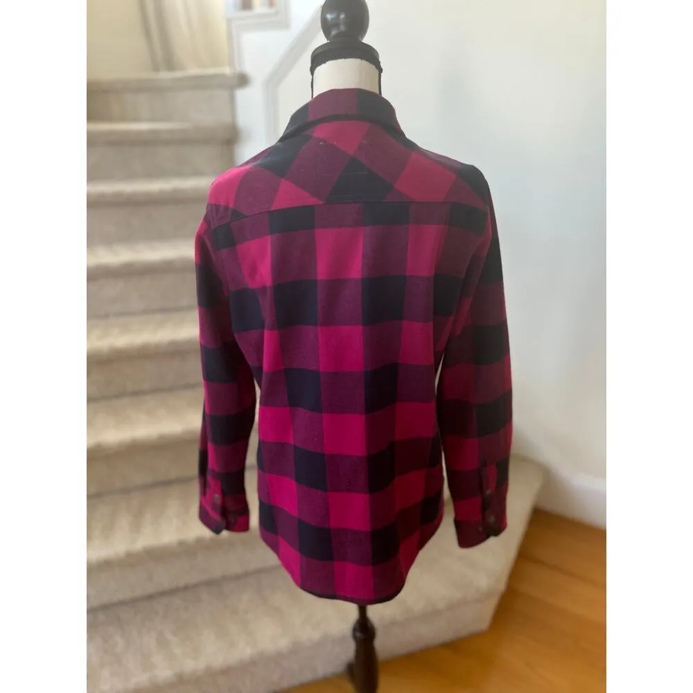 Orvis Hot Pink Buffalo Plaid Fleece Lined Barn Jacket Shacket - Image 3