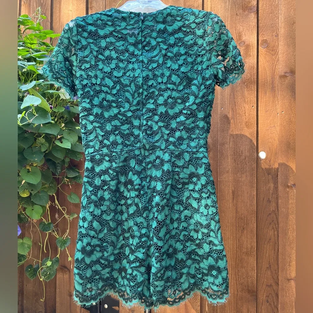 Zara Woman Dark Green Lace Romper Size M EUC - Image 2