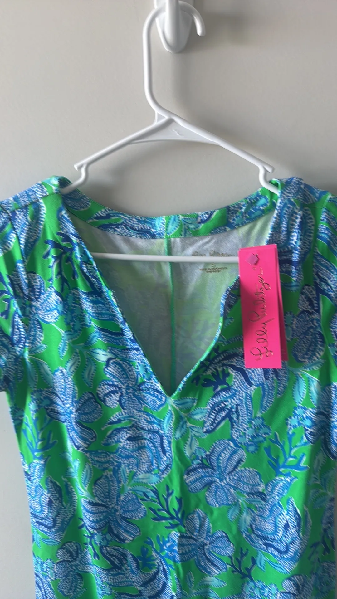 Lilly Pulitzer Floral Blue and Green Swim Dress S - Image 3