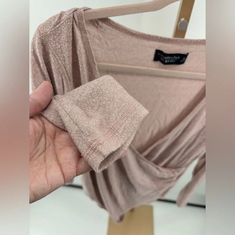 Abercrombie cozy brushed fleece texture long sleeve pink wrap front bodysuit XL - Image 7