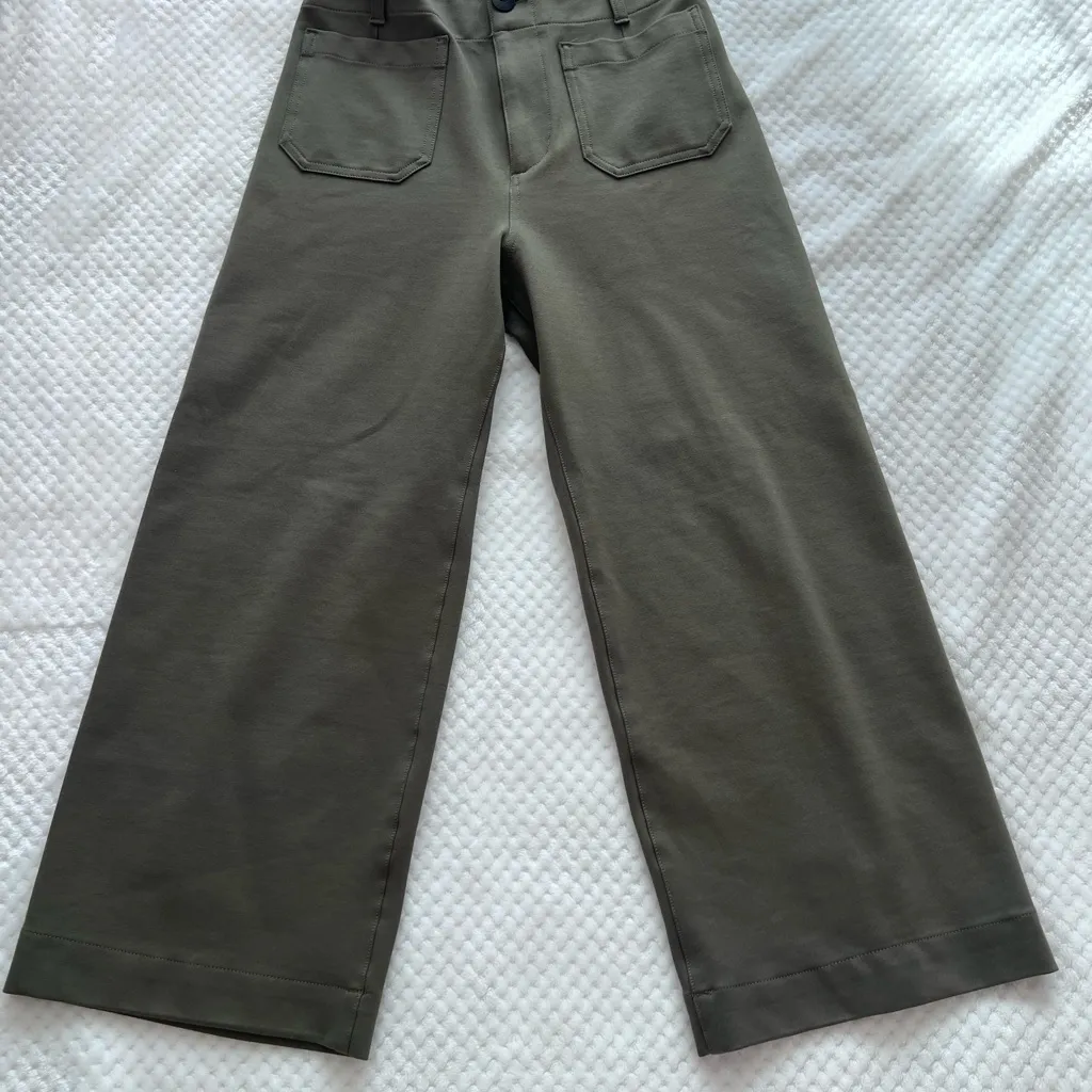 Maeve The Collette cropped Dried Fern Wide Leg Pants - Image 2