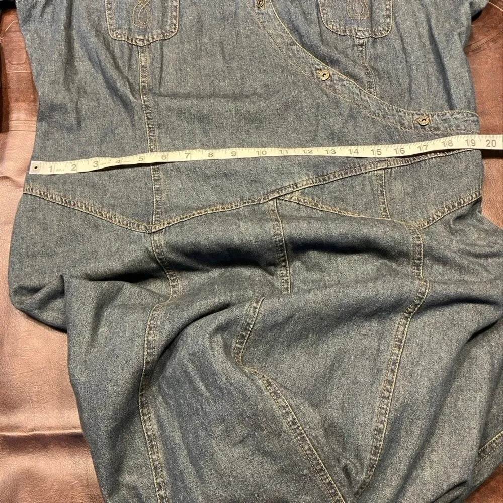 Metro Style Long Sleeve Denim Dress Womens 20 Cotton Retro Classic Spring Blue Size undefined - Image 15