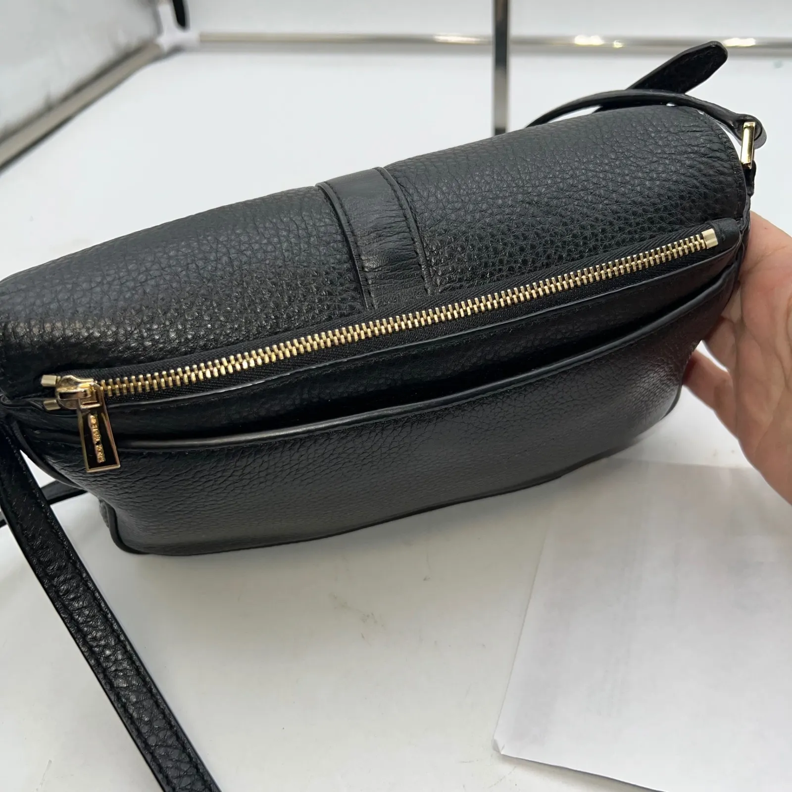 Michael Kors Black Pebbled Leather Flap Chain Shoulder Crossbody Bag W/COA - Image 4