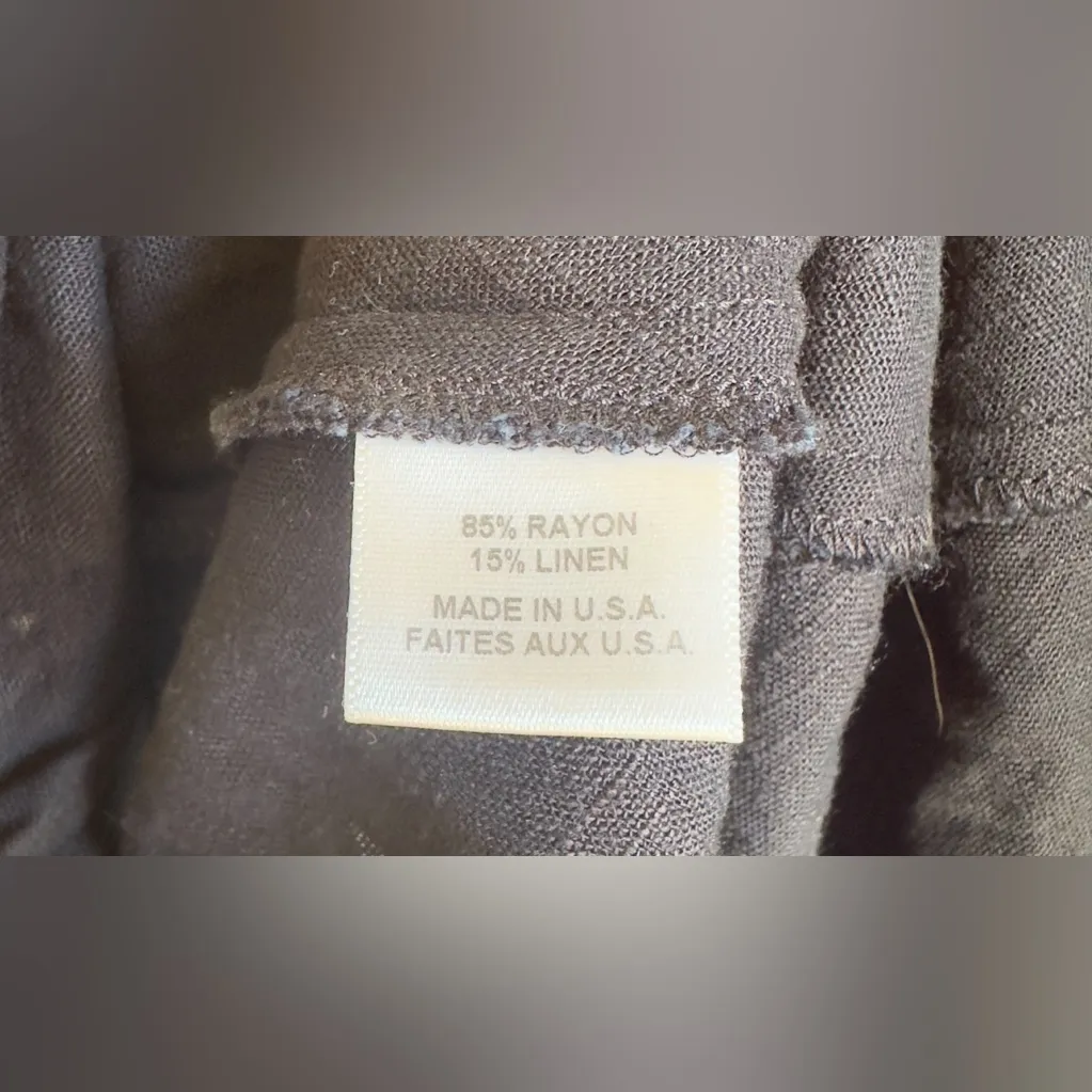 MISA Los Angeles Ara Dress Black Linen Blend Puff Sleeve Open Back Size M - Image 12