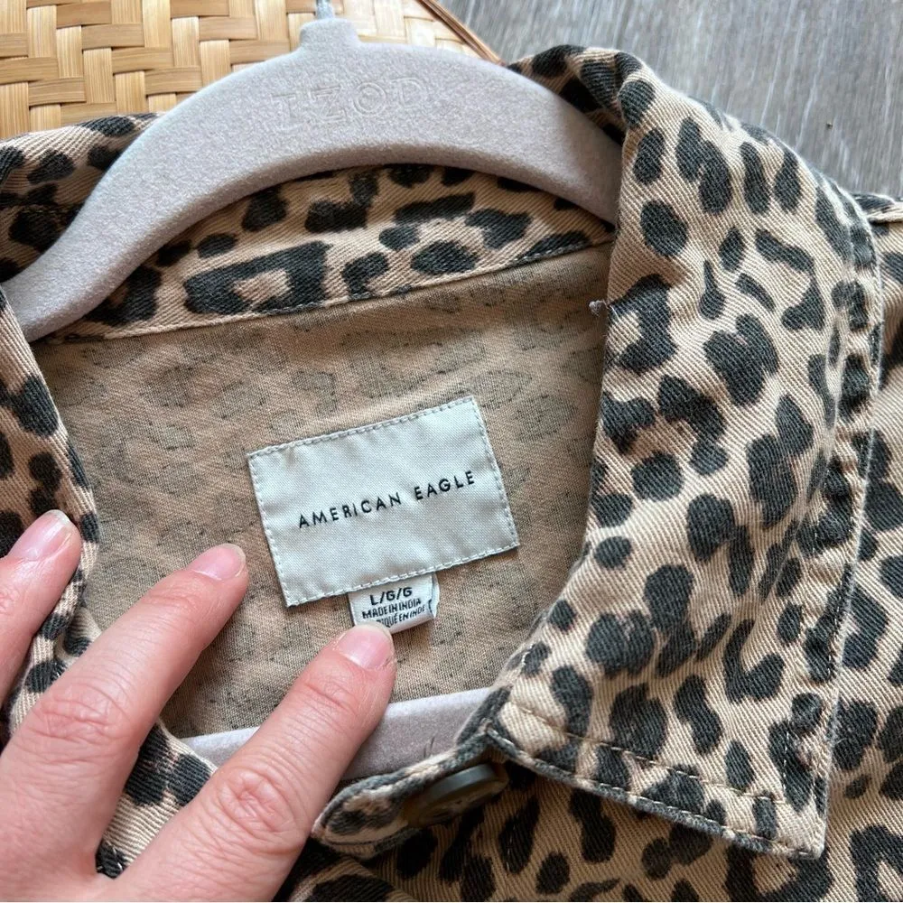 American Eagle American‎ eagle leopard print shacket boxy fit Women’s Size L - Image 2