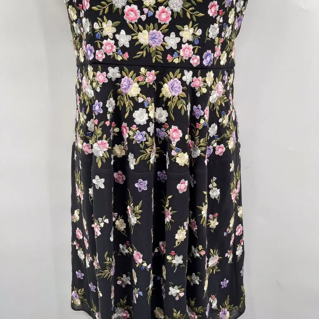 Needle & Thread Floral Embroidered Sleeveless Ruffle Fit and Flare Mini Dress - Image 9