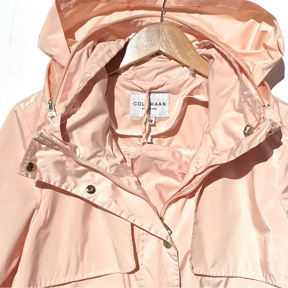 COLE HAAN Women's Short Packable Rain Jacket Pink Size XL - Image 6