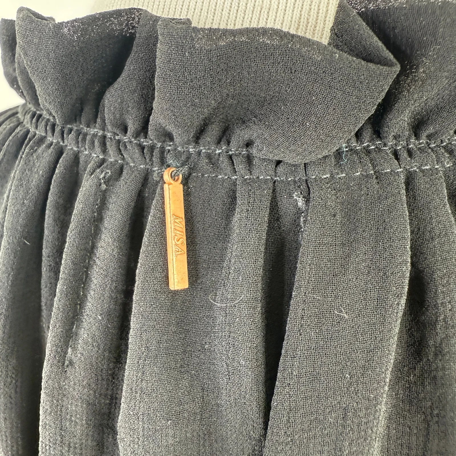 Misa Los Angeles Black Pom Pom Tassel Bohemian Roots Tanaz Dress Size XS - Image 6