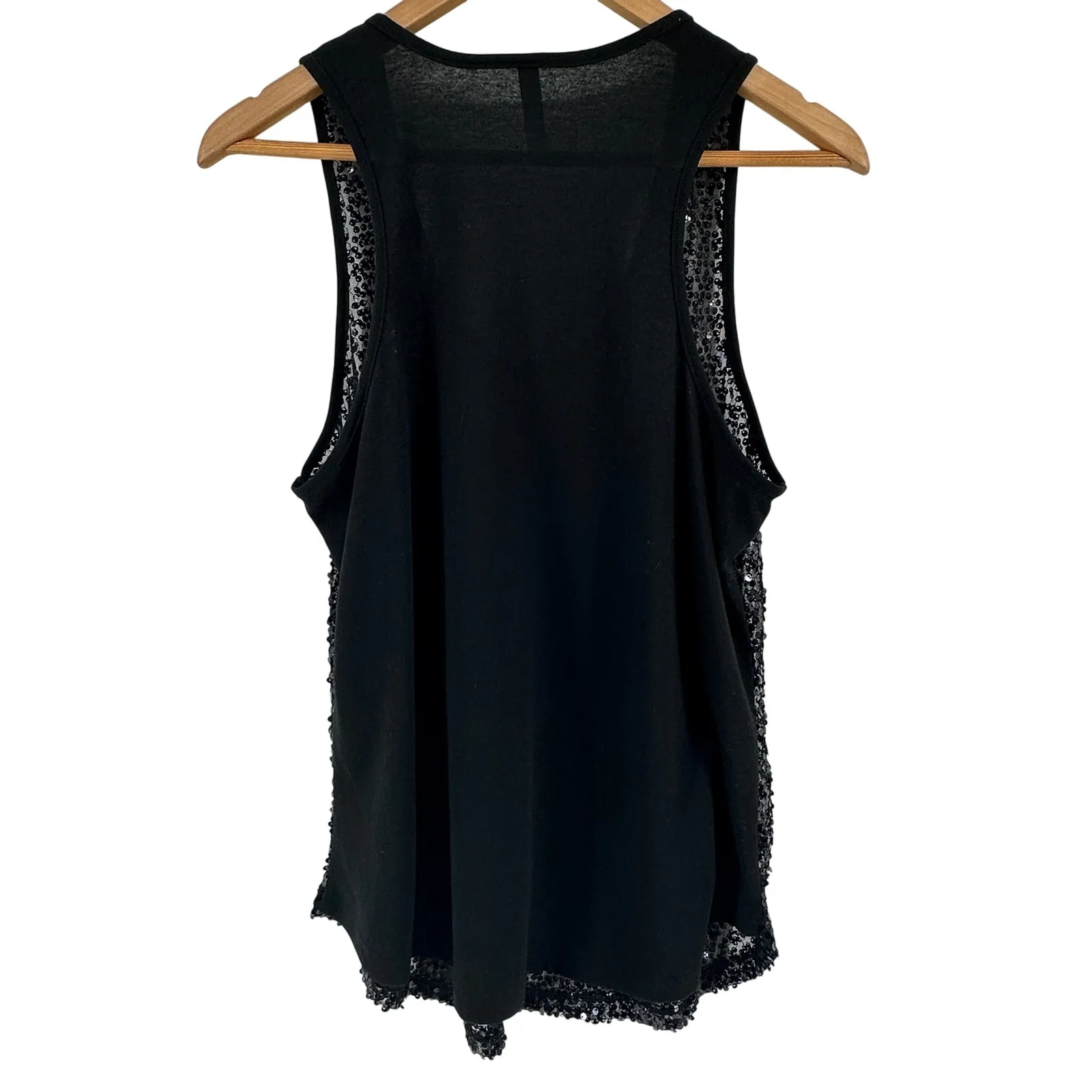 Xhilaration Black Sequin Front Tank Top XL Scoop Neck Y2K 90s Layering Night Out - Image 3
