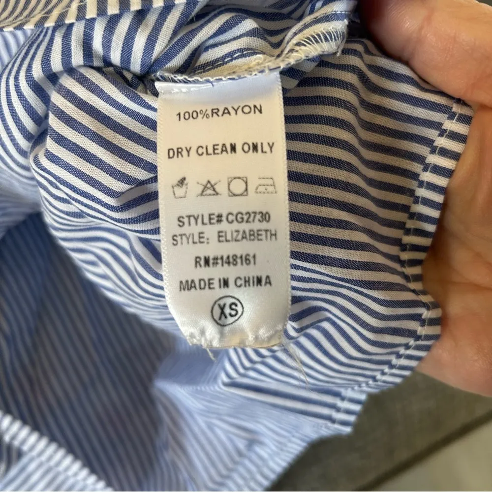 Buddy Love Elizabeth Blue & White Striped Top with Embroidery Size XS - Image 3