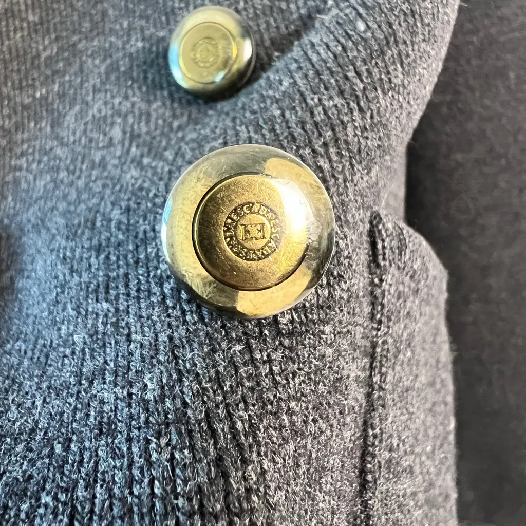 Vintage Escada Margaretha Ley Gray Wool‎ Cashmere Silk Knit Coat with Hood US 4 Black - Image 9