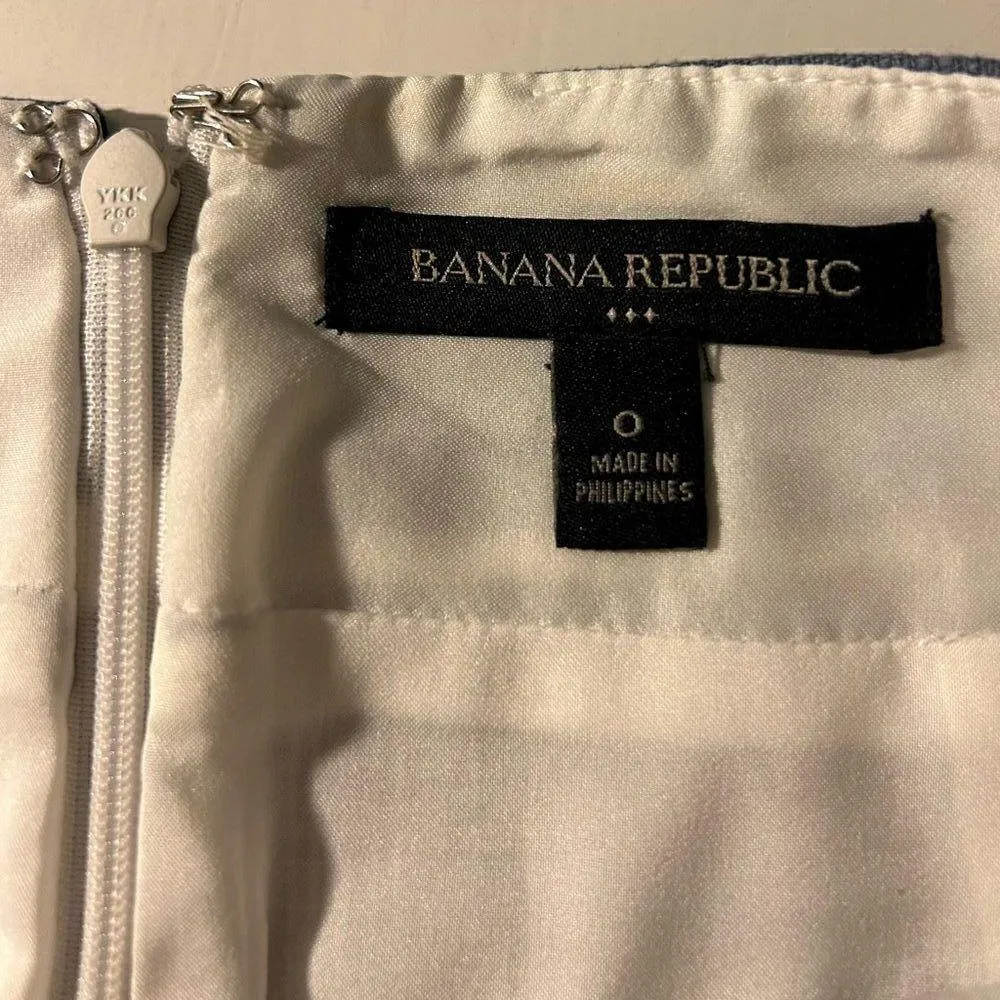 Banana Republic Navy Cream Striped Lined Pencil Skirt Size 0 - Image 3