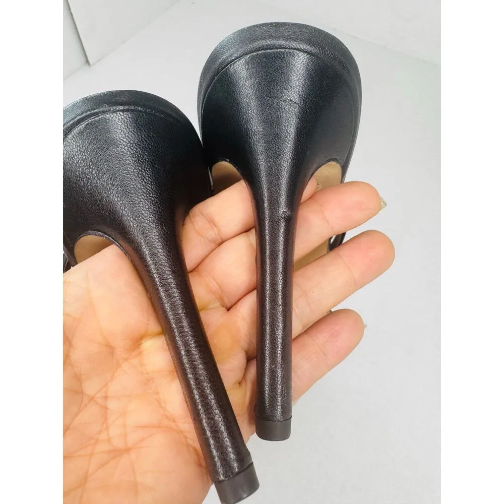 Veronica Beard Abriella Sandal Heel Strappy Ankle Black Leather Sandals Size 10m - Image 9