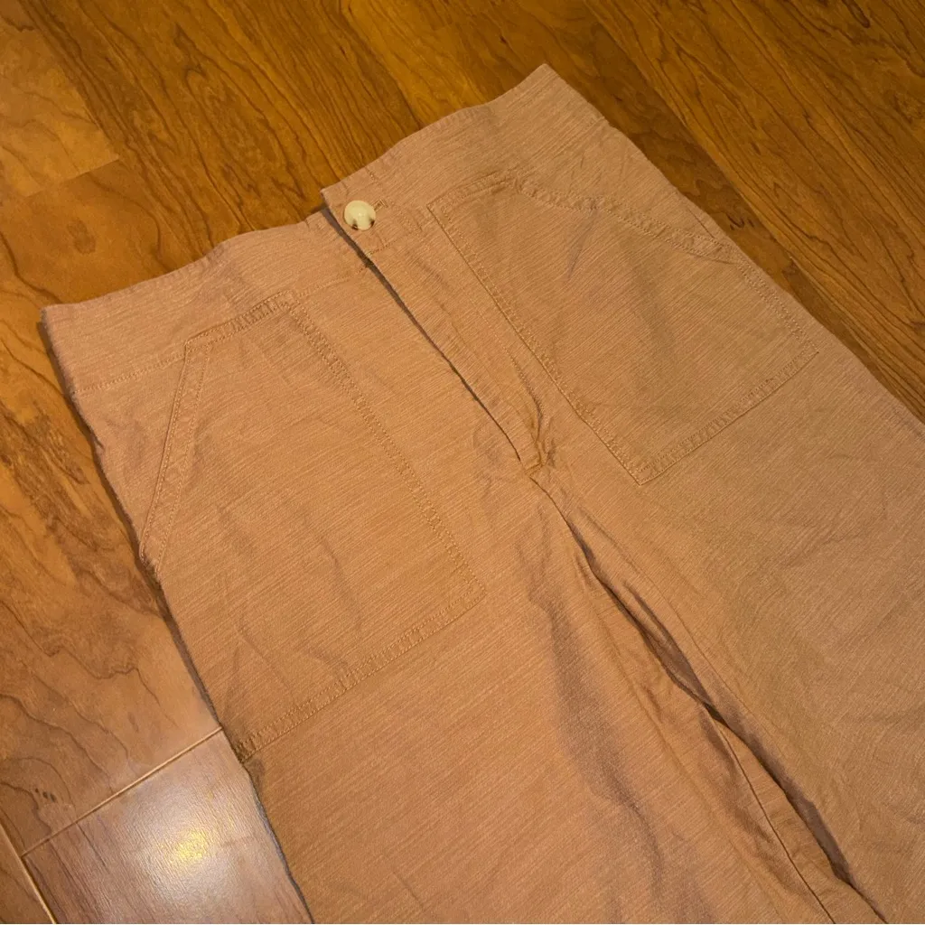 ANTHROPOLIGIE MAEVE The Colette Wide Leg Pants Crop High Rise Brown Orange Sz 14 - Image 3